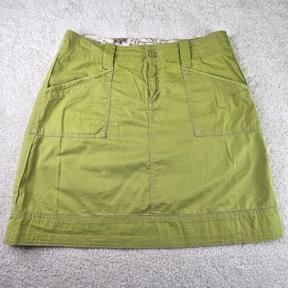 Women's Aventura Earthy Organic Cotton Skirt A-Line Utility Pockets Green Size 6